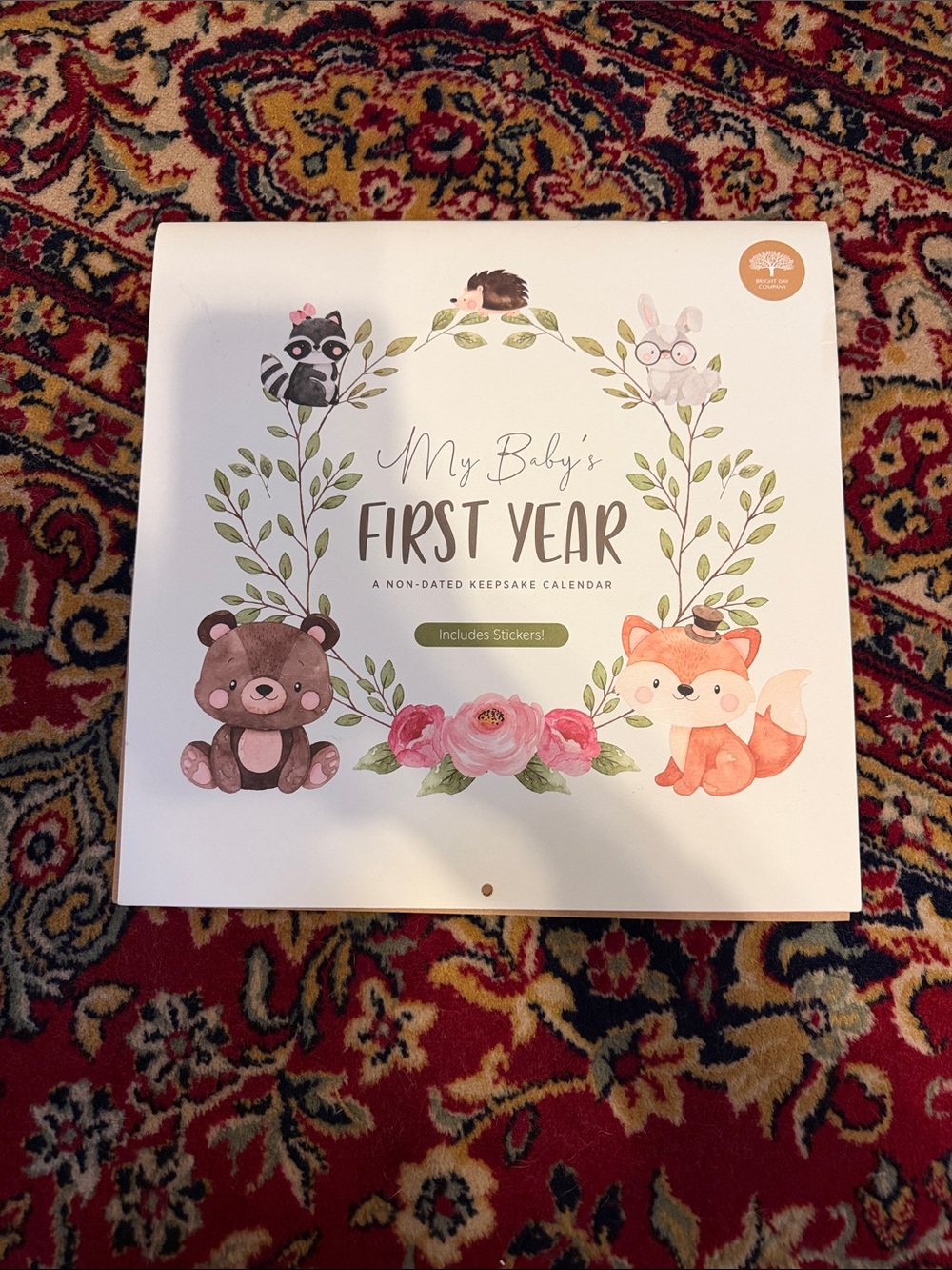 My Baby's First Year Keepsake Calendar - White Floral & Woodland Animals